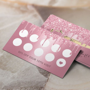 Cartão De Fidelidade Hair Stylist Rosa Glitter Reduz a Lealdade do Salã