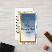 Hair Stylist Vintage Blue Floral Salon