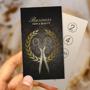 Cartão De Fidelidade Hairdresser Dourado de Tesoura