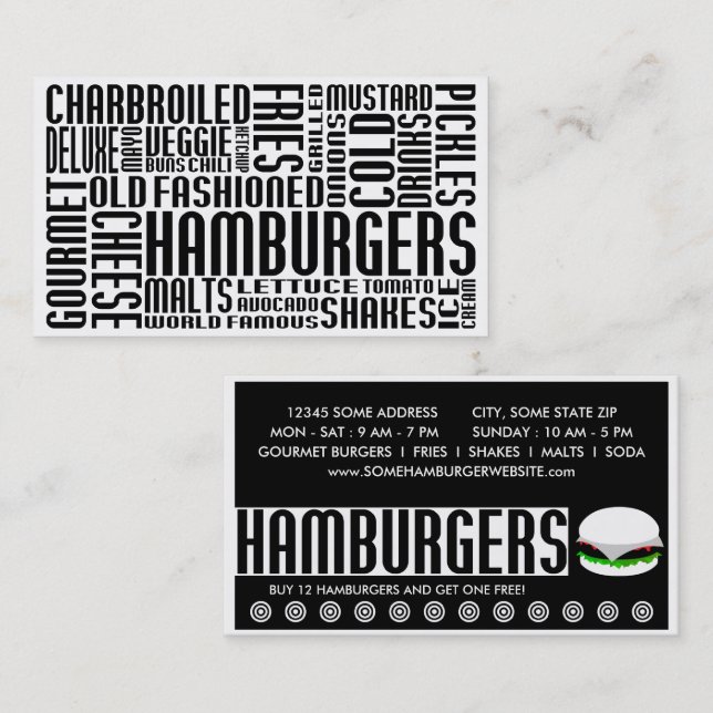 Cartão De Fidelidade hambúrgueres (chat chit) (Frente/Verso)