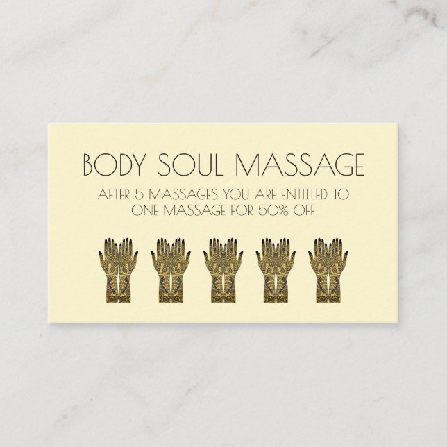 Cartão De Fidelidade Henna Mehndi Hands Design (Frente)