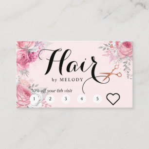 Cartão De Fidelidade Hirestilista de tesouras de rosa de cobre elegante