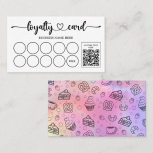 Cartão De Fidelidade Holographic Pastries Bakery Coffee Compro QR Code