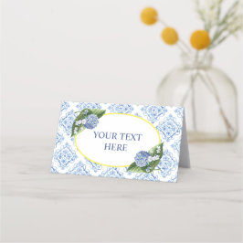 Cartão De Fidelidade Hydrangeas Blue Azulejo Comida Tent Place Card