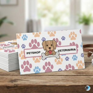Cartão De Fidelidade Impressões de Patas de Cachorrinho Fofo Veterinári