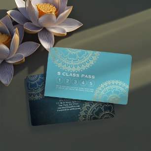Cartão De Fidelidade Instrutor de Meditação Yoga Dourada Mandala lealda