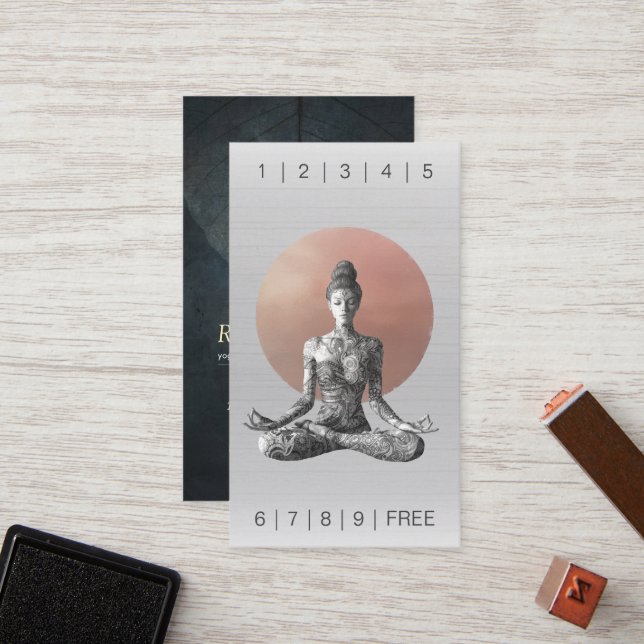 Cartão De Fidelidade Instrutor de Meditação Yoga Reiki Master Lotus Pos (Frente/Verso In Situ)
