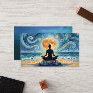 Cartão De Fidelidade Ioga Meditação Céu Noturno Estrelado Lua Praia Oce