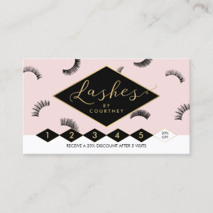 Cartão De Fidelidade Lash Salon Lash Lash Lealdade rosa/preta/Dourada