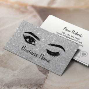Cartão De Fidelidade Lashes Brows Makeup Artista Silver Glitter Lealdad