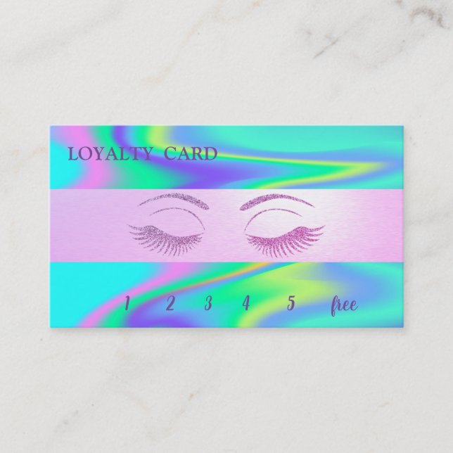 Cartão De Fidelidade Lashes de Falhas da Gliteria Elegante,Holografia d (Frente)