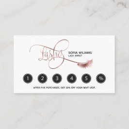Cartão De Fidelidade Lashes longos e Brows Makeup Artista Rosa Dourado