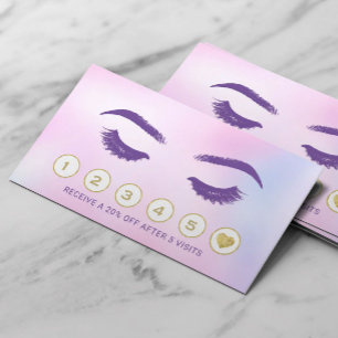 Cartão De Fidelidade Lashes Makeup Artist Watercolor Pink Salon Lealdad