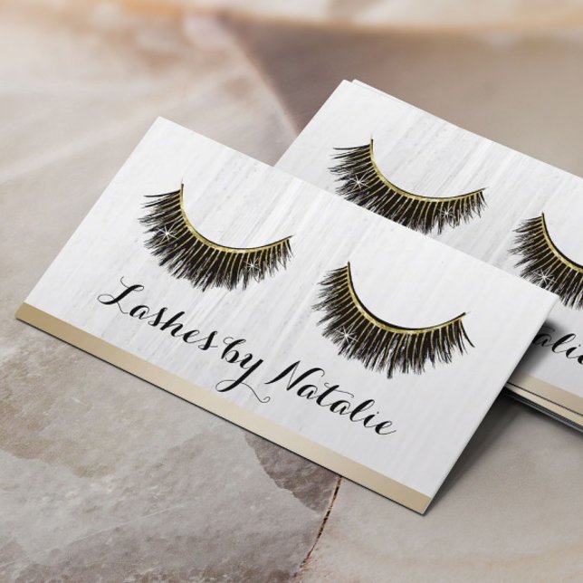 Cartão De Fidelidade Lashes Makeup Artista Moderna e Dourada Lei de Fro (Criador carregado)