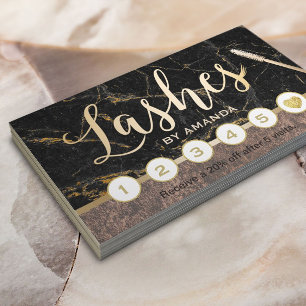 Cartão De Fidelidade Lashes Makeup Artista moderno Marble Lealdade Cobr