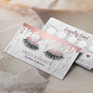 Cartão De Fidelidade Lashes Makeup Artista Rosa Dourado Drives Marble