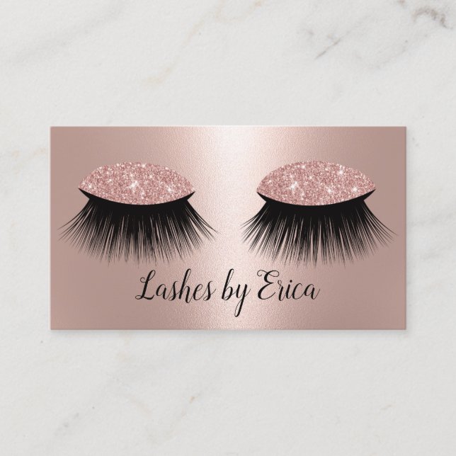 Cartão De Fidelidade Lashes Makeup Artista Rosa Gold Foil Salon Leyalti (Frente)