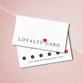 Cartão De Fidelidade Lealdade à Beleza do Coração Vermelho Elegante Mod