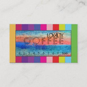 Cartão De Fidelidade Lealdade Café Punch Colorful Wood Look #3