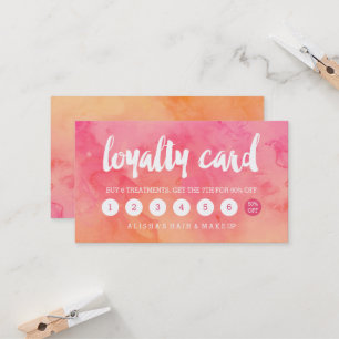 Cartão De Fidelidade Lealdade coral da aguarela do rosa moderno da