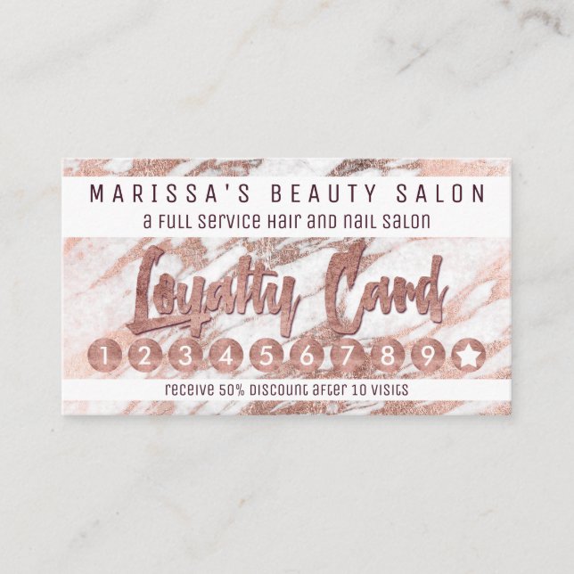 Cartão De Fidelidade Lealdade de mármore Dourado elegante chique do (Frente)