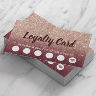 Cartão De Fidelidade Lealdade de Rosa Dourada Faux Glitter da Moderna B