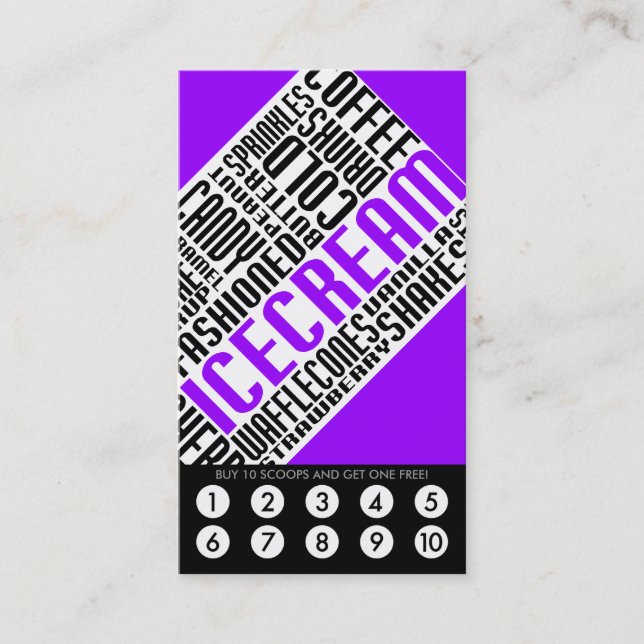 Cartão De Fidelidade lealdade do sorvete (wordWEBs) (Frente)