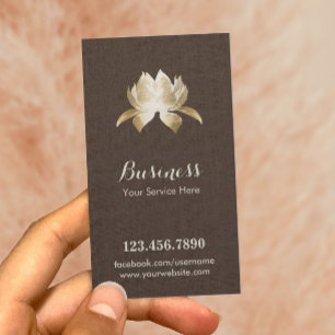 Cartão De Fidelidade Lealdade elegante Dourado de Lotus Brown da ioga &