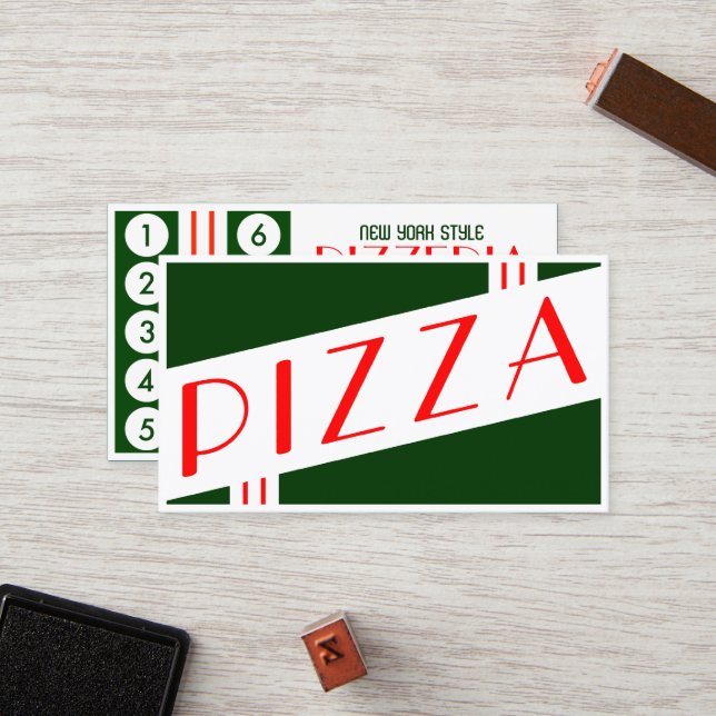 Cartão De Fidelidade lealdade retro do cliente da pizaria (Frente/Verso In Situ)