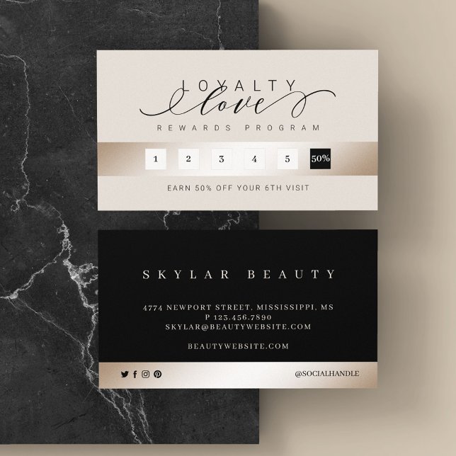 Cartão De Fidelidade Legant Luxuriant Champagne Leyalty Love Rewards (Criador carregado)