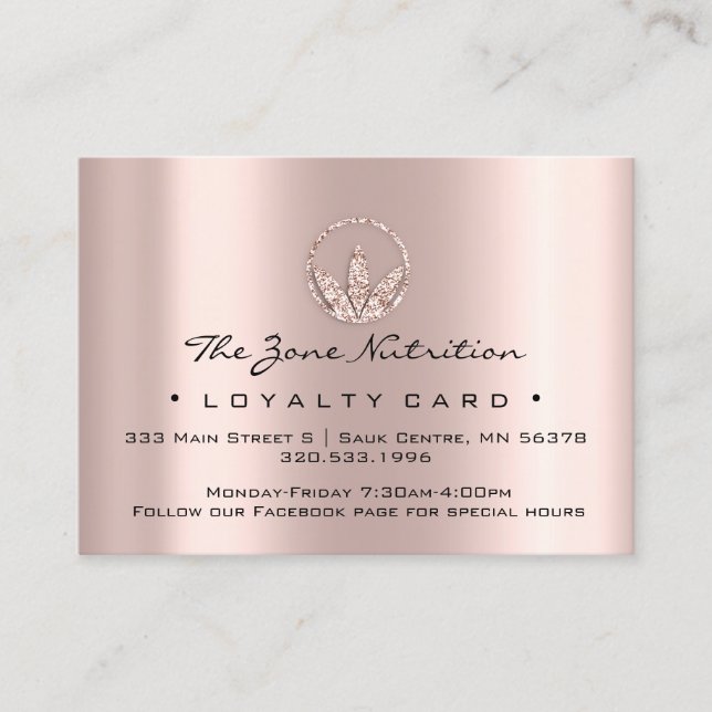 Cartão De Fidelidade Letras de saúde de nutrição de cartão-fidelidade R (Frente)