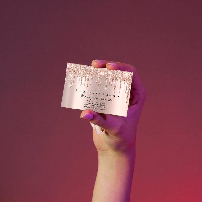 Cartão De Fidelidade Leyalty Card 6 Punch Makeup Artist Heart Rosa Drip (Loyalty Card 6 Punch Makeup Artist Heart Rose Drip)