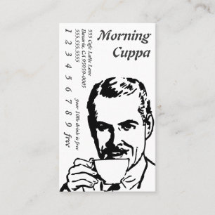 Cartão De Fidelidade Linha principal manhã Cuppa do bebendo do retrato
