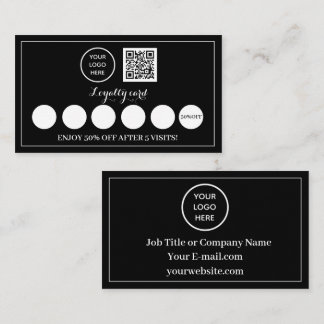 Cartão De Fidelidade Logotipo branco preto Código QR Produto Recompensa