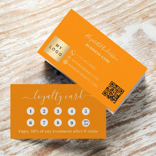 Cartão De Fidelidade Logotipo comercial do código Qr Laranja