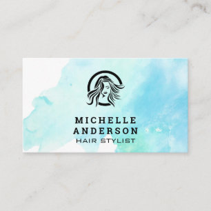 Cartão De Fidelidade Logotipo de Beleza do Cabelo Salon da Aquarela   C