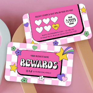 Cartão De Fidelidade Logotipo de entalhe Trendy Lashes Retro Rosa Unhas