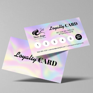 Cartão De Fidelidade Logotipo de Estilista de Cabelo Holográfico Modern