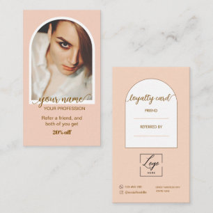 Cartão De Fidelidade Logotipo de foto rosa com script moderno