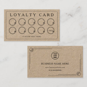 Cartão De Fidelidade Logotipo de papel Kraft Pinças Cachorros Cachorros