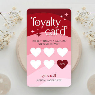 Cartão De Fidelidade Logotipo de Tendência Vermelha e Cor Rosa Retroati