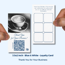 Cartão De Fidelidade Logotipo e QR do Café White - Obrigado