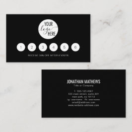 Cartão De Fidelidade Logotipo Empresarial Minimalista Preto e Branco da