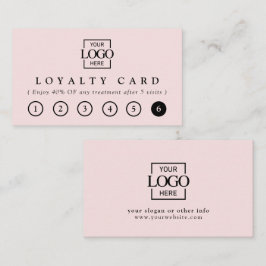 Cartão De Fidelidade Logotipo Empresarial Rosa Bege Moderno e Elegante 