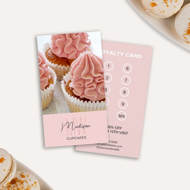 Cartão De Fidelidade Logotipo Monograma de Padaria Profissional Empresa (Bakery Monogram Logo Professional Business Loyalty Card)