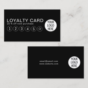 Cartão De Fidelidade Logotipo personalizado da empresa Black and White