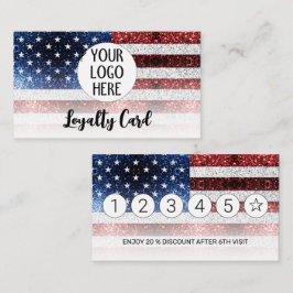 Cartão De Fidelidade Logotipo Personalizado do flag USA red white blue 