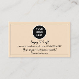 Cartão De Fidelidade Logotipo rosa pálido Obrigado Punch - Recompensa d