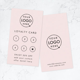 Cartão De Fidelidade Logotipo rosa pálido   Recompensa às empresas mode