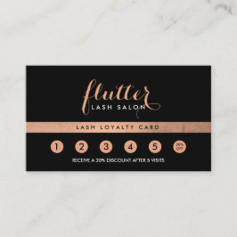 Cartão De Fidelidade Logotipo Rosa simples Lash Salon Lealdade a preto